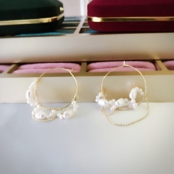 18K GP  Fresh water pearl Earrings - Picture 6 of 6